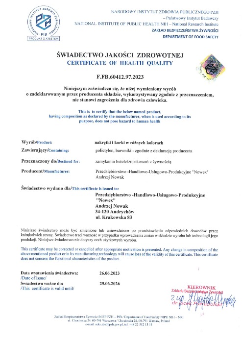 Certificat de qualité 