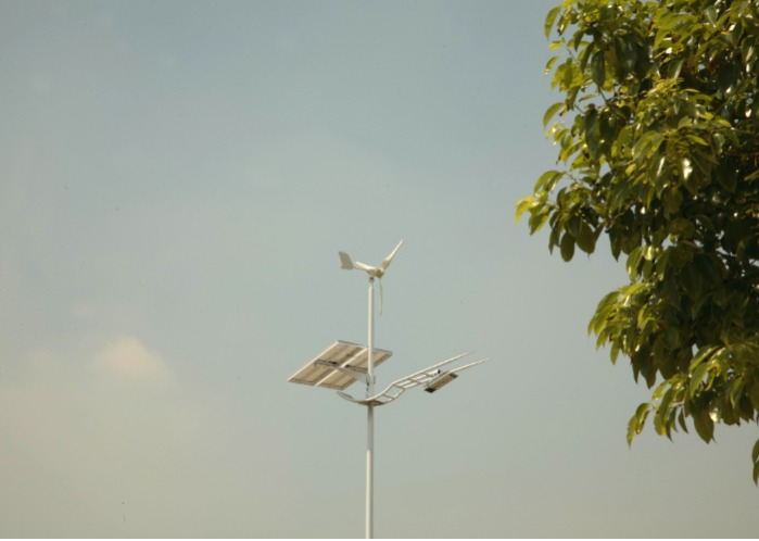 Solar & wind hybrid LED street light systems were installed 